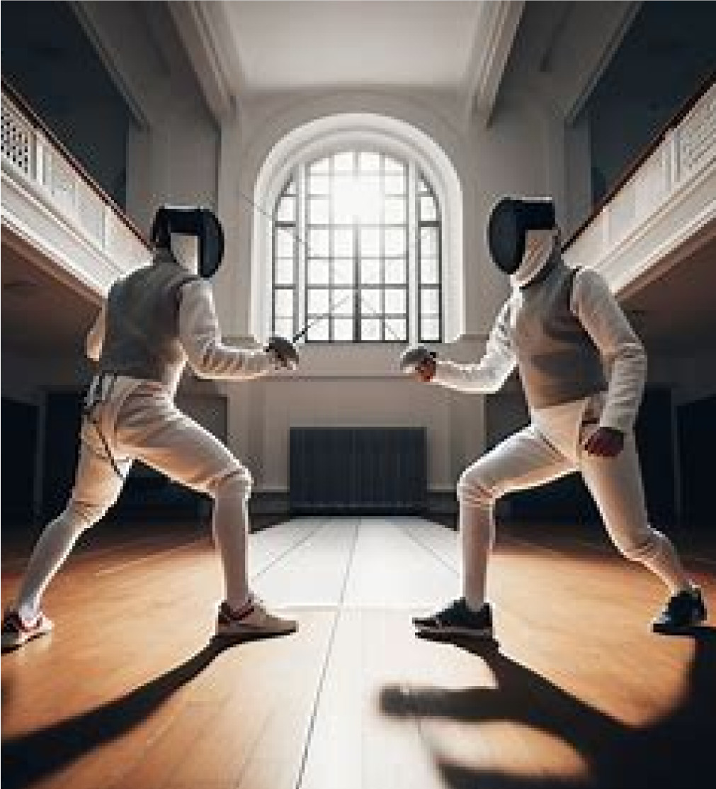 Dieses Bild zeigt zwei Fechter im Duell